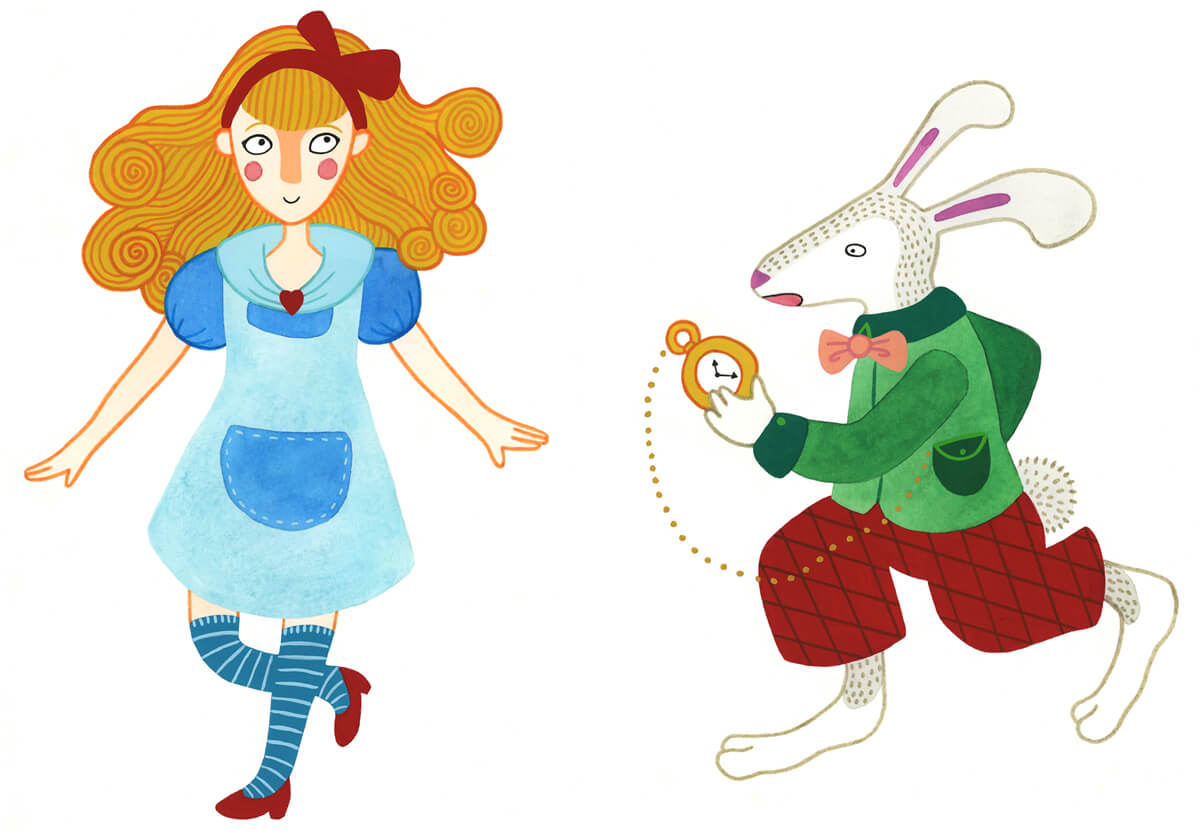 Sanne Bruinsma Illustraties & Vormgeving Boekie Boekie stArt Award 2015 Alice in Wonderland wedstrijd inzending Alice het witte konijn karakters personages